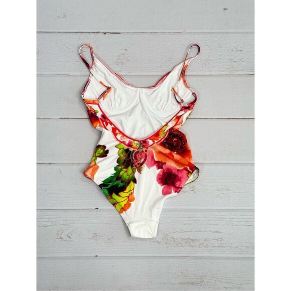 Camilla Womens Floral Pretty As A Poppy Wired V-Neck One Piece Multicolor XS - Picture 8 of 12